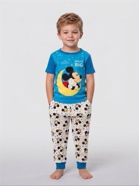 Disney Baby 24 M “Dream Big” Mickey Mouse on Moon Short sleeve long Pant Pajamas